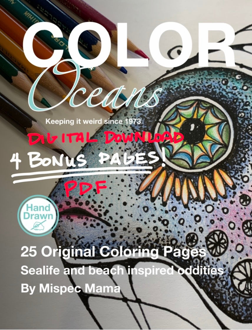 BONUS Pages, Color Oceans Ebook, PDF Coloring Pages, Digital Download