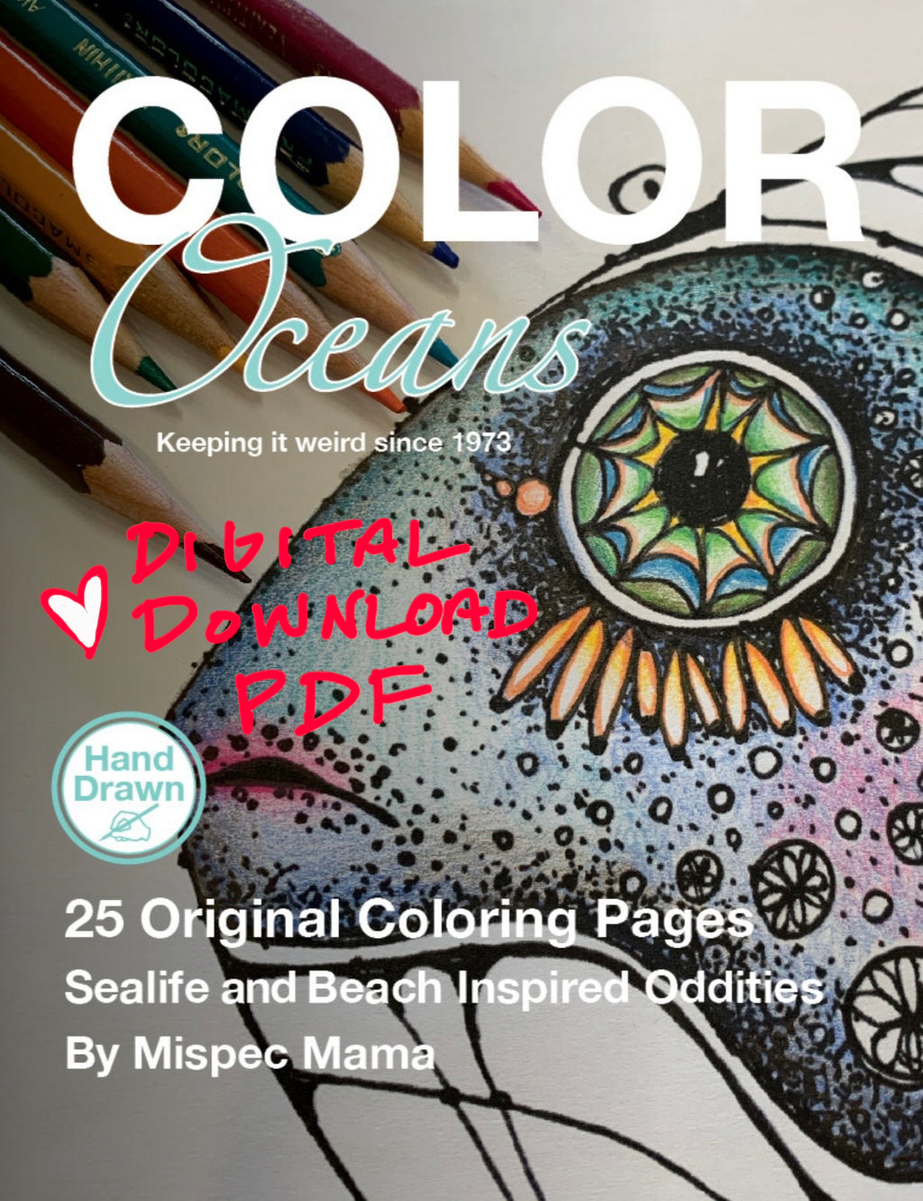 Color Oceans Ebook, Coloring Book PDF, Digital Download